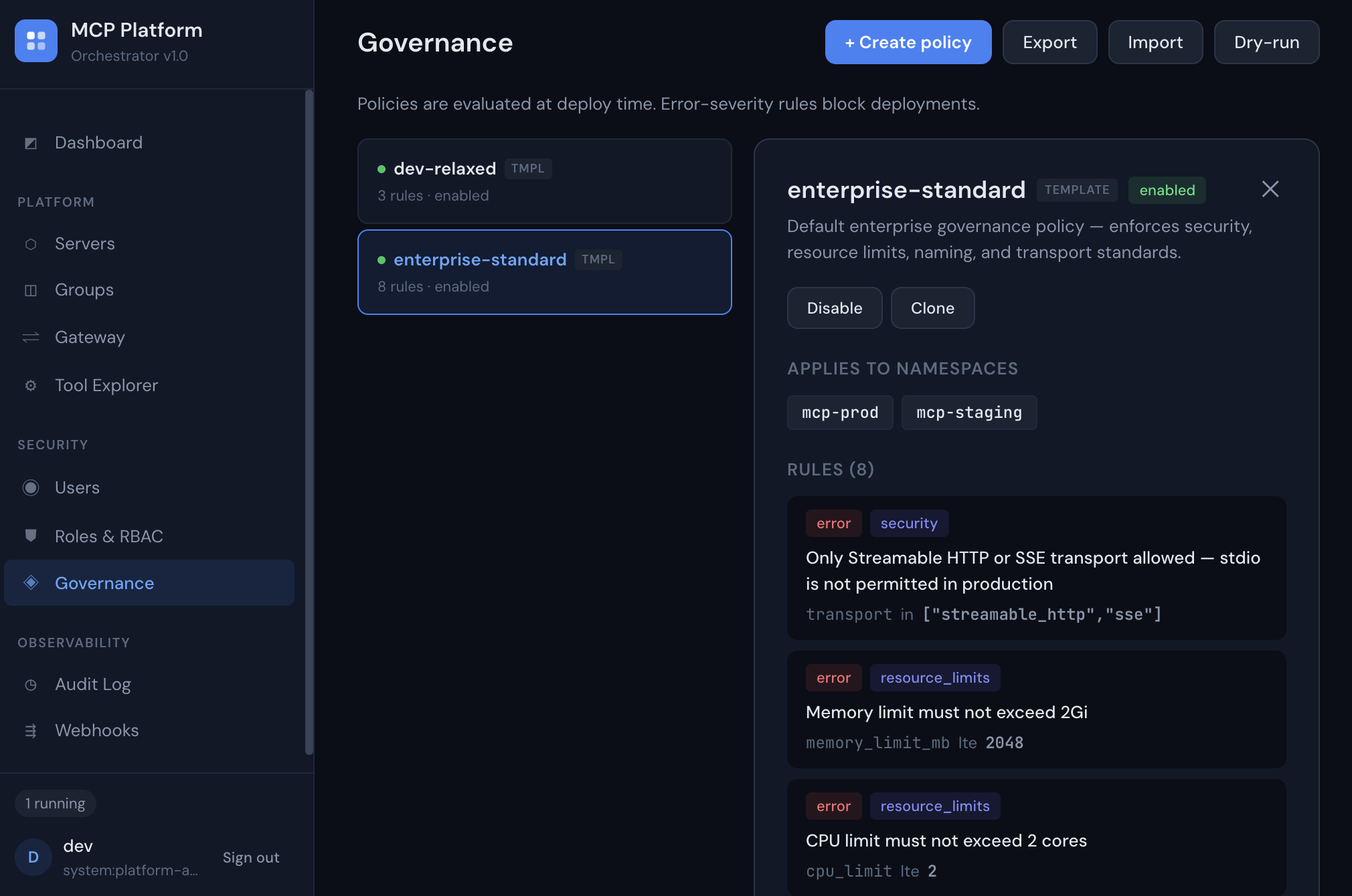 Governance Policies