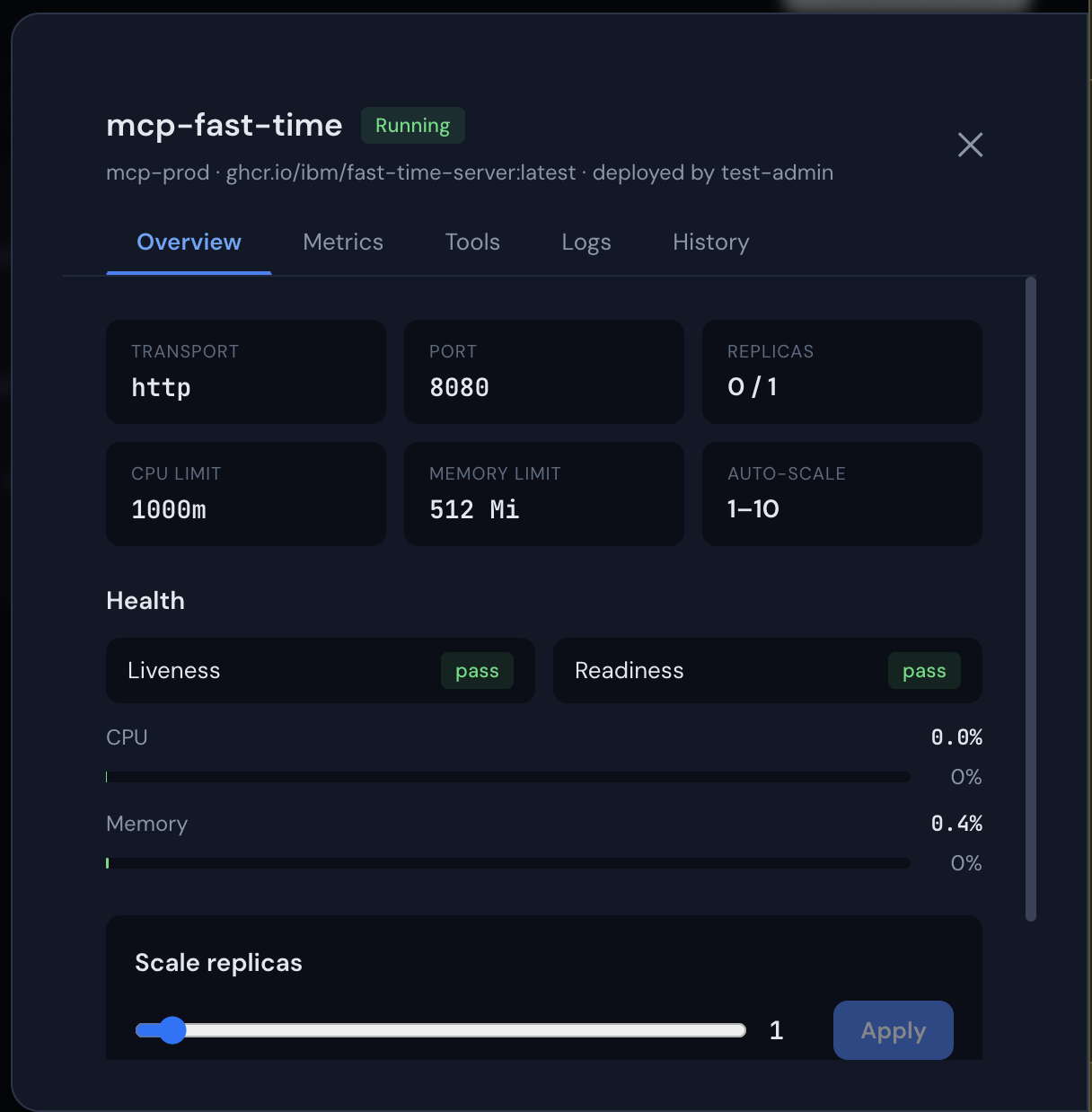 Server Detail Panel